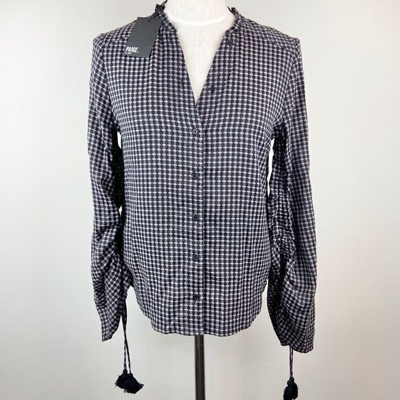Paige Torin Plaid Button Front Blouse NWT - Picture 2 of 6
